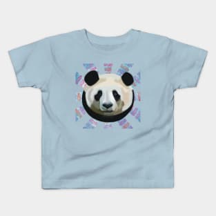 Striking Panda bear on Paisley patterned sun rays Kids T-Shirt